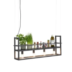 Industrielle Hängelampe schwarz mit Rack 4-Licht - Cage Rack