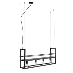 Industrielle Hängelampe schwarz mit Rack 4-Licht - Cage Rack