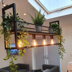 Industrielle Hängelampe schwarz mit Rack 4-Licht - Cage Rack