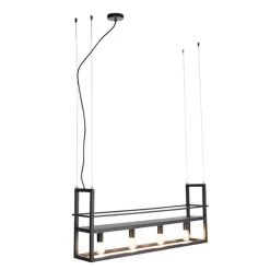 Industrielle Hängelampe schwarz mit Rack 4-Licht - Cage Rack