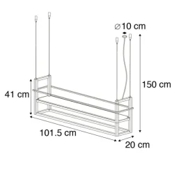 Industrielle Hängelampe schwarz mit Rack 4-Licht - Cage Rack