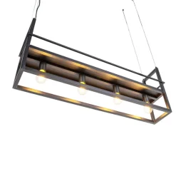 Industrielle Hängelampe schwarz mit Rack 4-Licht - Cage Rack