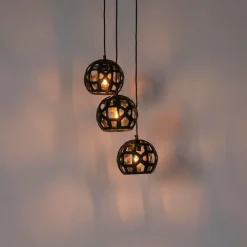 Industrielle Hängelampe schwarz rund 3-flammig - Bobby