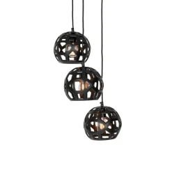 Industrielle Hängelampe schwarz rund 3-flammig - Bobby
