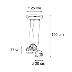 Industrielle Hängelampe schwarz rund 3-flammig - Bobby