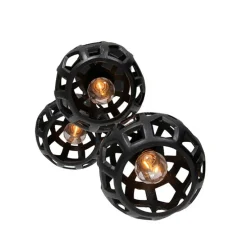 Industrielle Hängelampe schwarz rund 3-flammig - Bobby