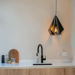 Industrielle Hängelampe schwarz mit Netz - Karkasse