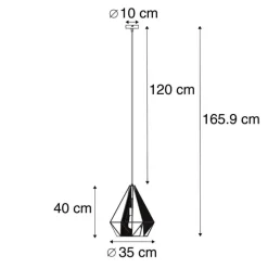 Industrielle Hängelampe schwarz mit Netz - Karkasse
