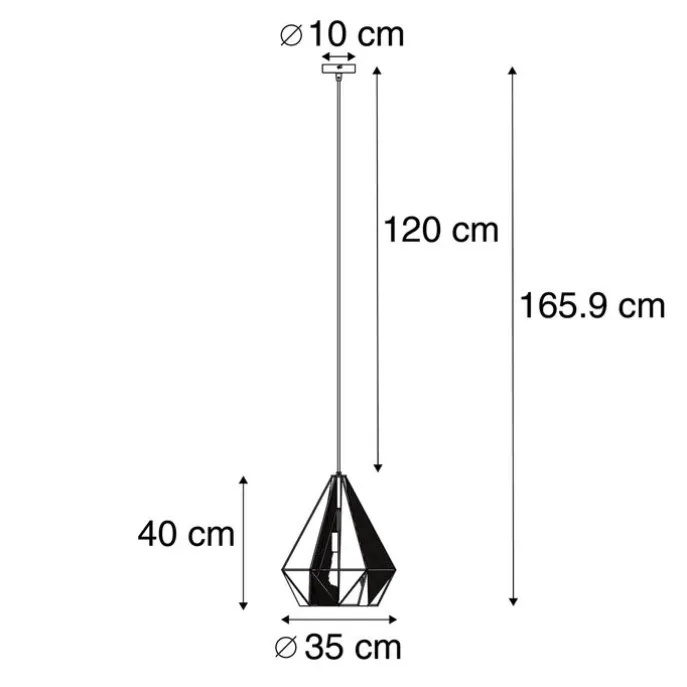 Industrielle Hängelampe schwarz mit Netz - Karkasse