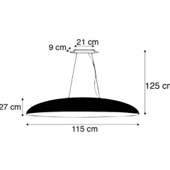 Industrielle Hängelampe schwarz mit Gold 115 cm - Magna