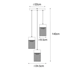 Industrielle Hängelampe schwarz 3-flammig - Jim