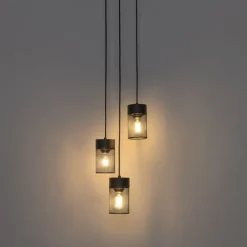 Industrielle Hängelampe schwarz 3-flammig - Jim