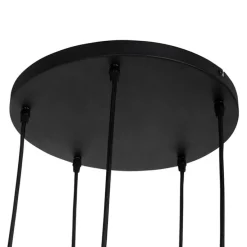 Industrielle Hängelampe schwarz mit Beton rund 5-Licht - Pedra