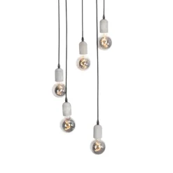 Industrielle Hängelampe schwarz mit Beton rund 5-Licht - Pedra