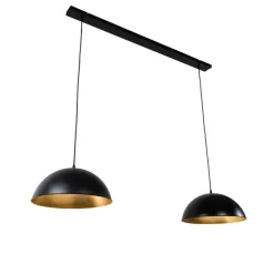 Industrielle Hängelampe schwarz mit goldenen 2 Lichtern - Magnax