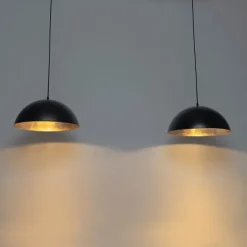 Industrielle Hängelampe schwarz mit goldenen 2 Lichtern - Magnax