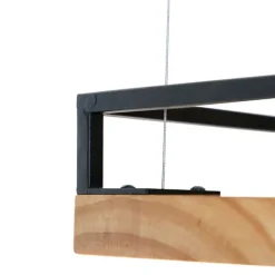 Industrielle Hängelampe schwarz mit Holz 4-Licht - Regal