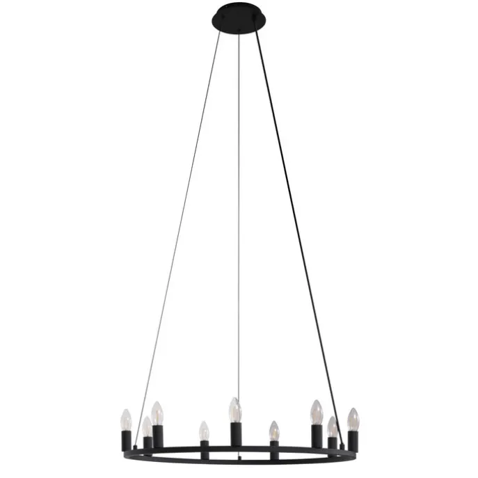 Industrielle Hängelampe schwarz 9-flammig - Knight