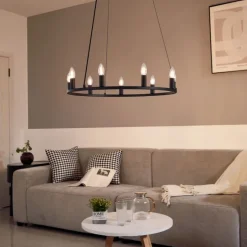 Industrielle Hängelampe schwarz 9-flammig - Knight