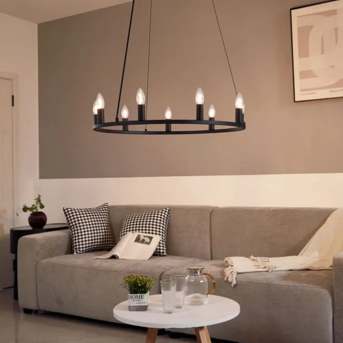 Industrielle Hängelampe schwarz 9-flammig - Knight