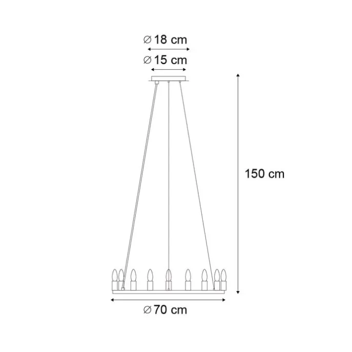 Industrielle Hängelampe schwarz 9-flammig - Knight