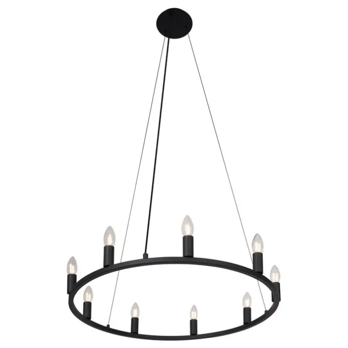 Industrielle Hängelampe schwarz 9-flammig - Knight