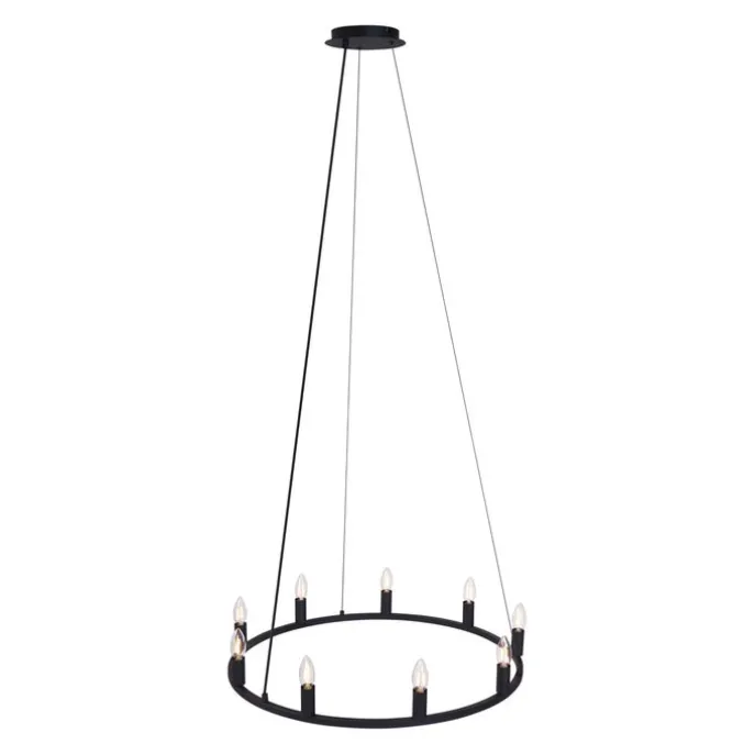 Industrielle Hängelampe schwarz 9-flammig - Knight