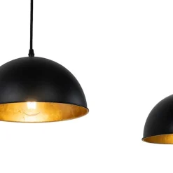 Industrielle Hängelampe schwarz mit goldenen 3-Lichtern - Magnax