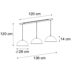 Industrielle Hängelampe schwarz mit goldenen 3-Lichtern - Magnax