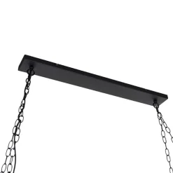 Industrielle Hängelampe schwarz mit Holz 5-Licht - Regal