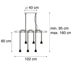 Industrielle Hängelampe schwarz 6-Licht - Plural
