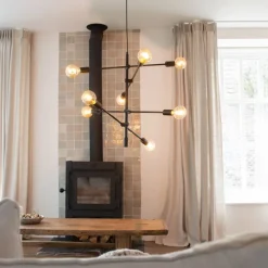 Industrielle Hängelampe schwarz 8-flammig – Sydney