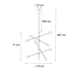 Industrielle Hängelampe schwarz 8-flammig – Sydney