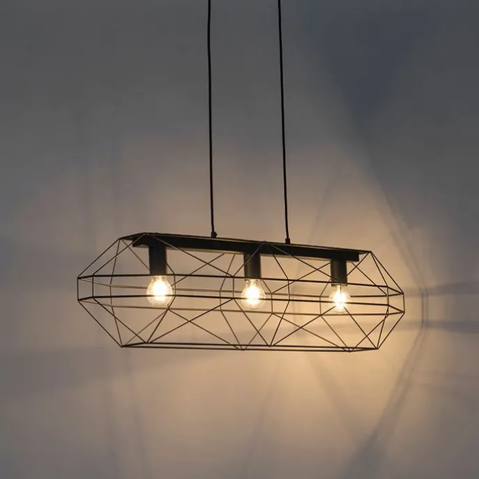 Industrielle Hängelampe schwarz 3-flammig - Karkasse