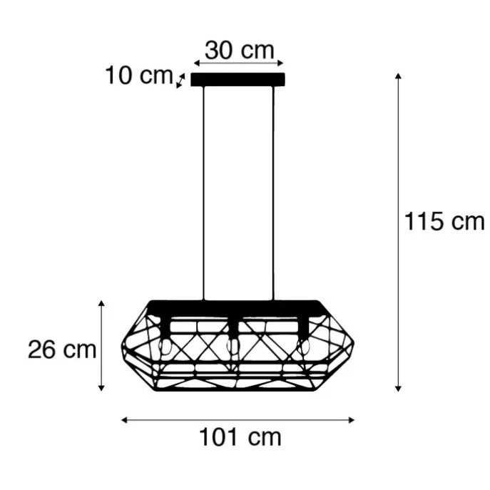 Industrielle Hängelampe schwarz 3-flammig - Karkasse