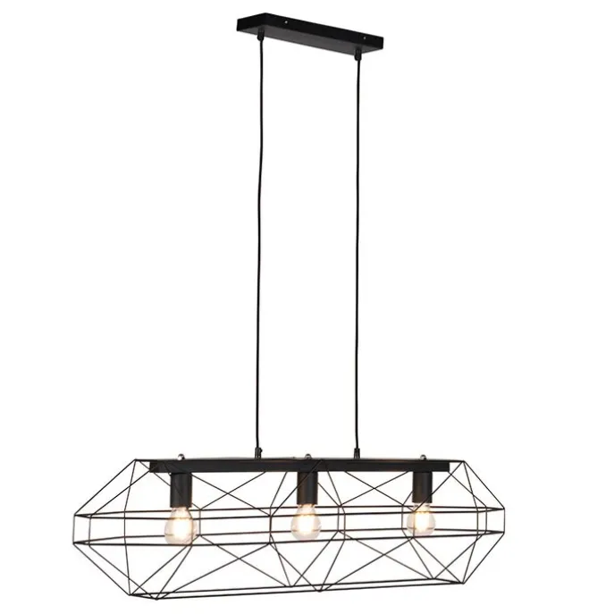 Industrielle Hängelampe schwarz 3-flammig - Karkasse