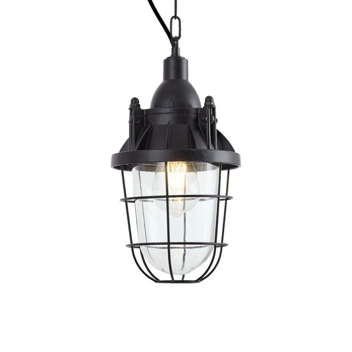 Industrielle Hängelampe schwarz mit Glas - Cabin