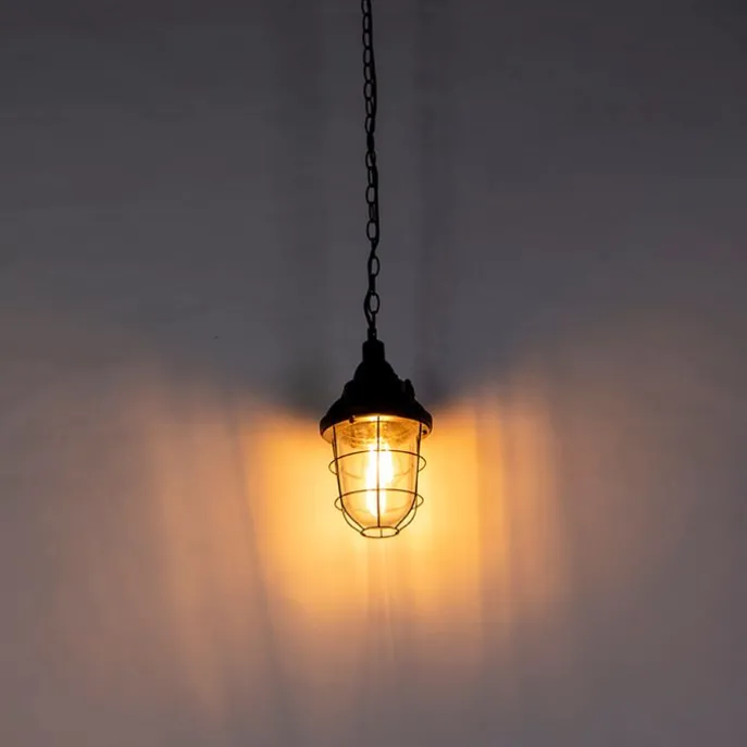 Industrielle Hängelampe schwarz mit Glas - Cabin