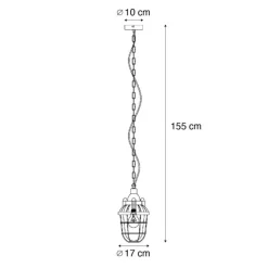 Industrielle Hängelampe schwarz mit Glas - Cabin