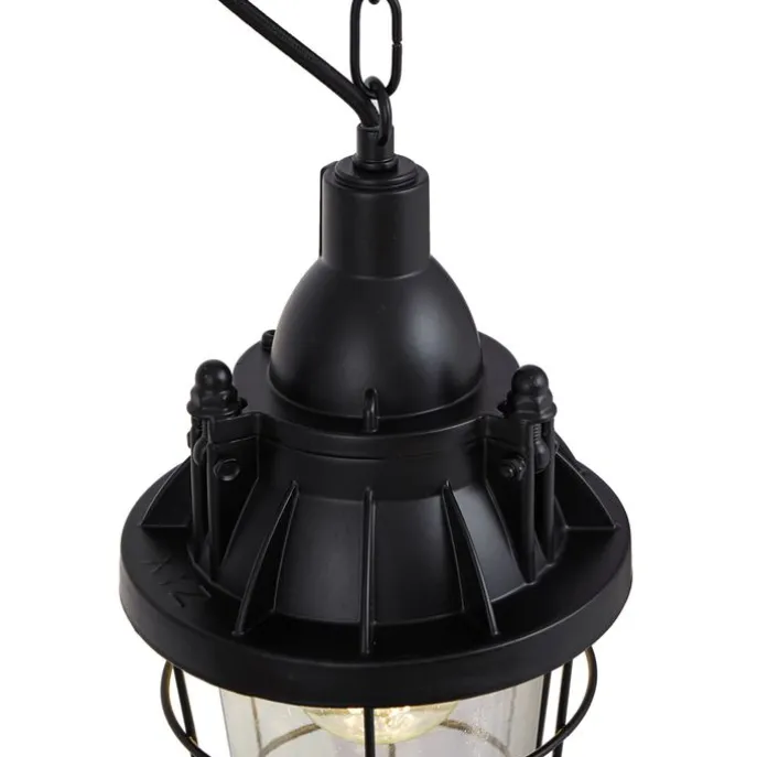 Industrielle Hängelampe schwarz mit Glas - Cabin