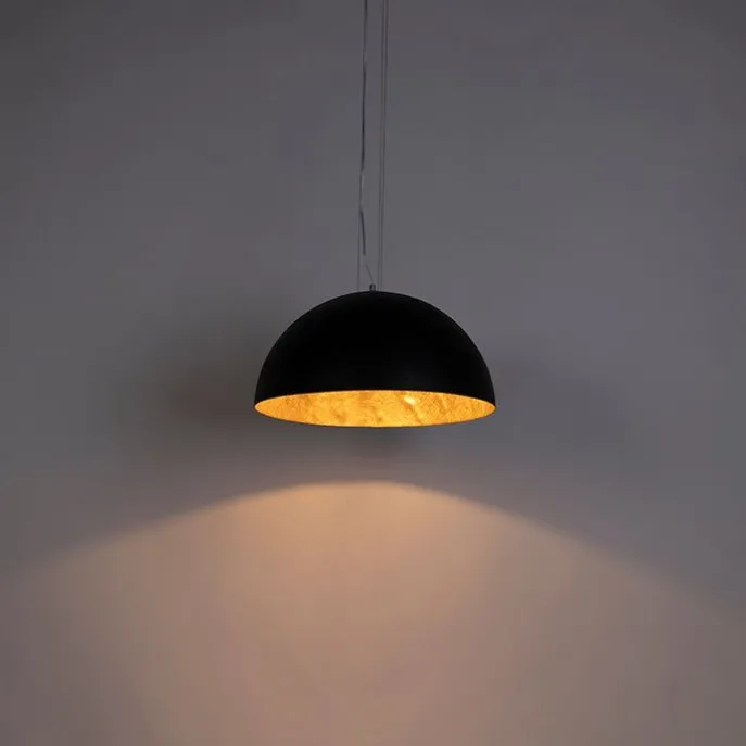 Industrielle Hängelampe schwarz mit Gold 50 cm - Magna