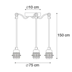 Industrielle Hängelampe schwarz 3-flammig - Cava