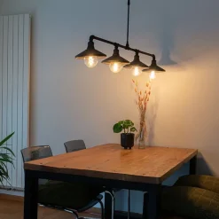 Industrielle Hängeleuchte Schwarz 4-flammig - Laser