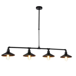 Industrielle Hängeleuchte Schwarz 4-flammig - Laser