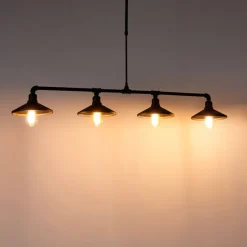 Industrielle Hängeleuchte Schwarz 4-flammig - Laser