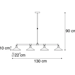 Industrielle Hängeleuchte Schwarz 4-flammig - Laser
