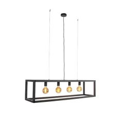 Industrielle Pendelleuchte schwarz 4 Lampen - Big Cage 2
