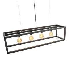 Industrielle Pendelleuchte schwarz 4 Lampen - Big Cage 2