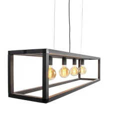 Industrielle Pendelleuchte schwarz 4 Lampen - Big Cage 2