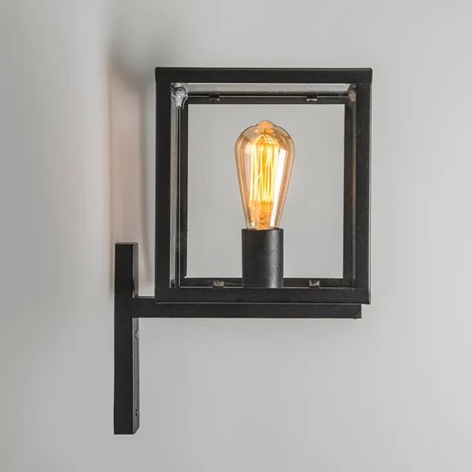 Industrielle quadratische Außenwandleuchte schwarz IP23 - Rotterdam